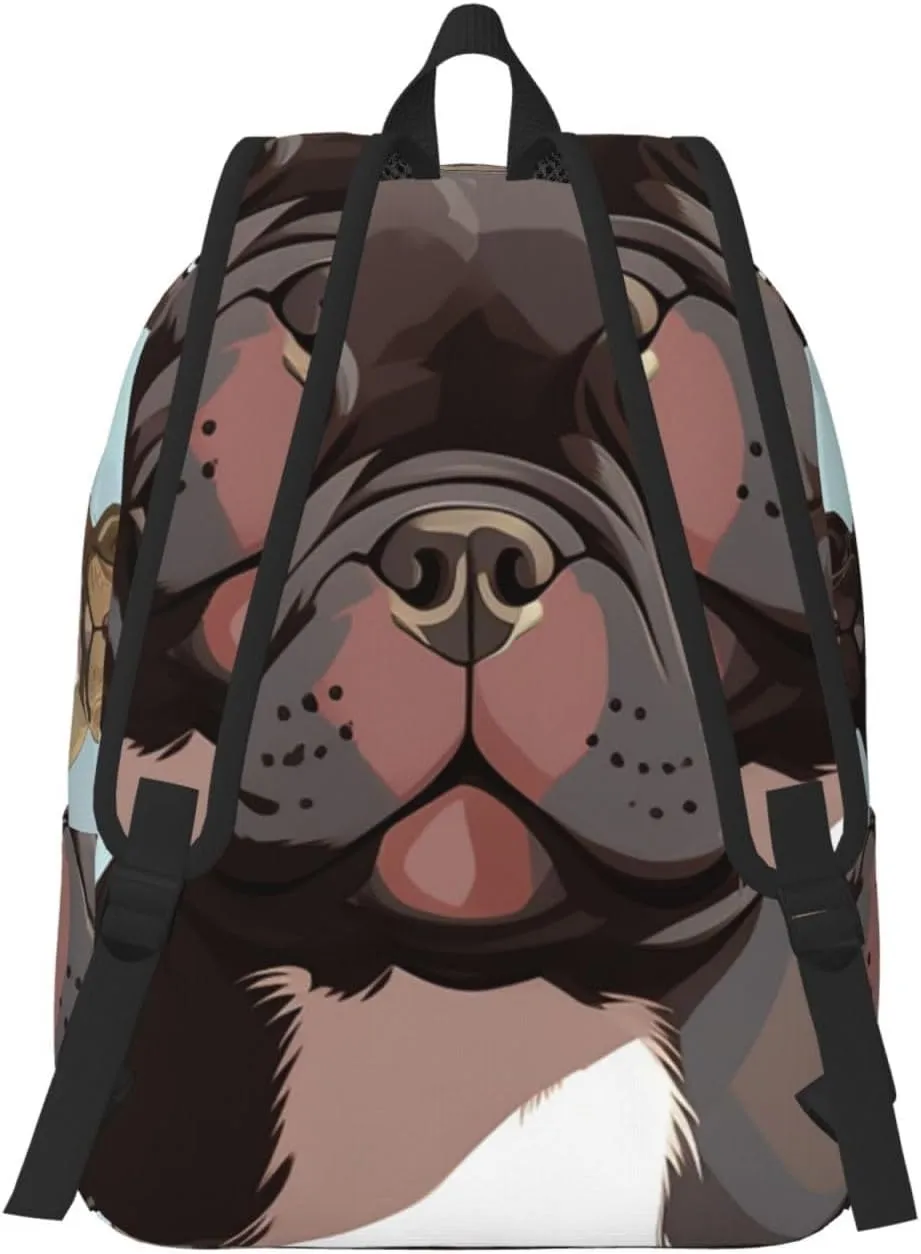 Canvas Backpack for Men Women Laptop Backpack French Bulldog Dog Cute Travel Rucksack Lightweight Canvas Daypack