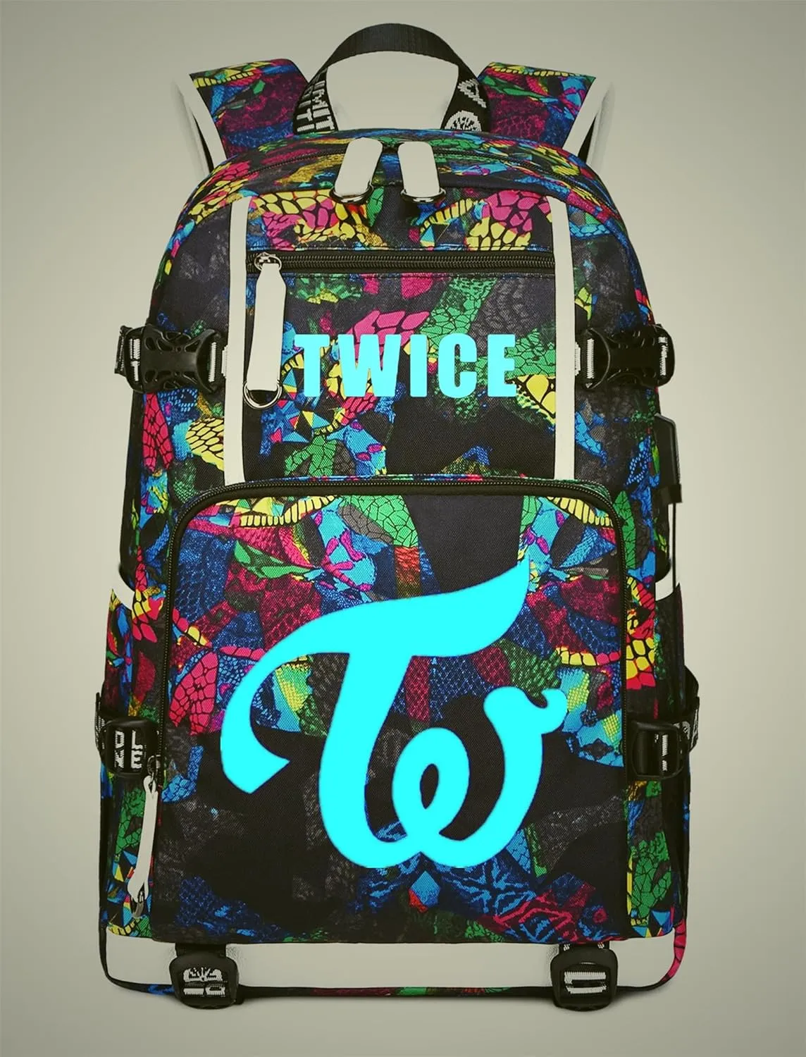 Canvas Luminous Backpack Daypack Laptop Bag Schoolbag Rucksack School Bag with USB port 5