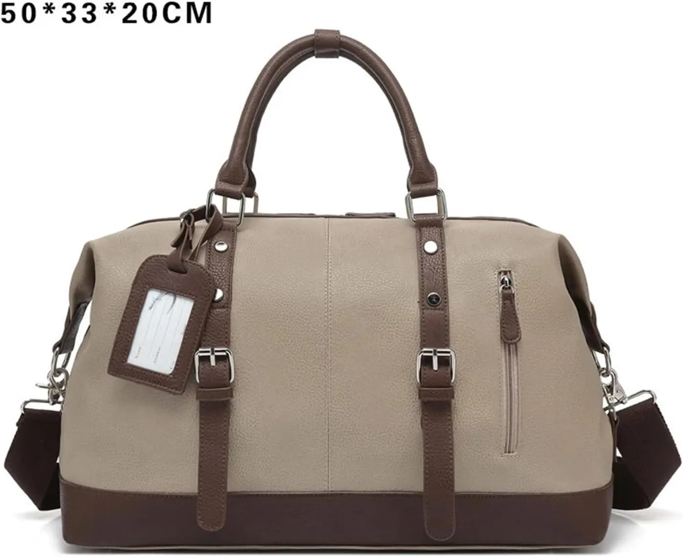 Canvas Travel Bag Men PU Leather Outdoor Luggage Travel Fitness Photography Bag Large Capacity Handbag Backpack(Dark Brown)