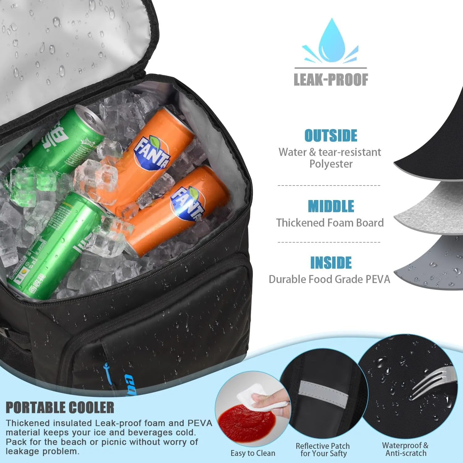 Capolo Cooler Backpack Insulated Leak Proof 36/45 Cans, Soft Camping Bacpack Cooler Thermal Bag Ice Chest, Portable Waterproof Travel Cooler Bag for Lunch Beach Picnic Shopping
