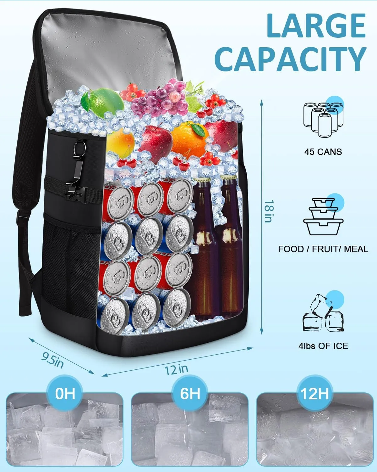 Capolo Cooler Backpack Insulated Leak Proof 36/45 Cans, Soft Camping Bacpack Cooler Thermal Bag Ice Chest, Portable Waterproof Travel Cooler Bag for Lunch Beach Picnic Shopping