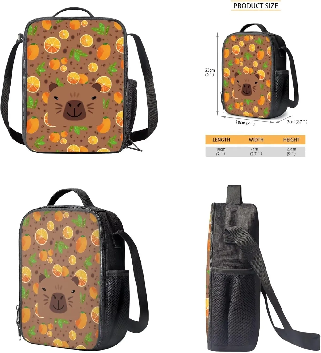 Capybara Backpack for Girls Preschool Lightweight Bookbag with Lunch Box and Pencil Case 3PCS School Back Pack Set for Little Boys Picnic Travel or Hiking Casual Daypack