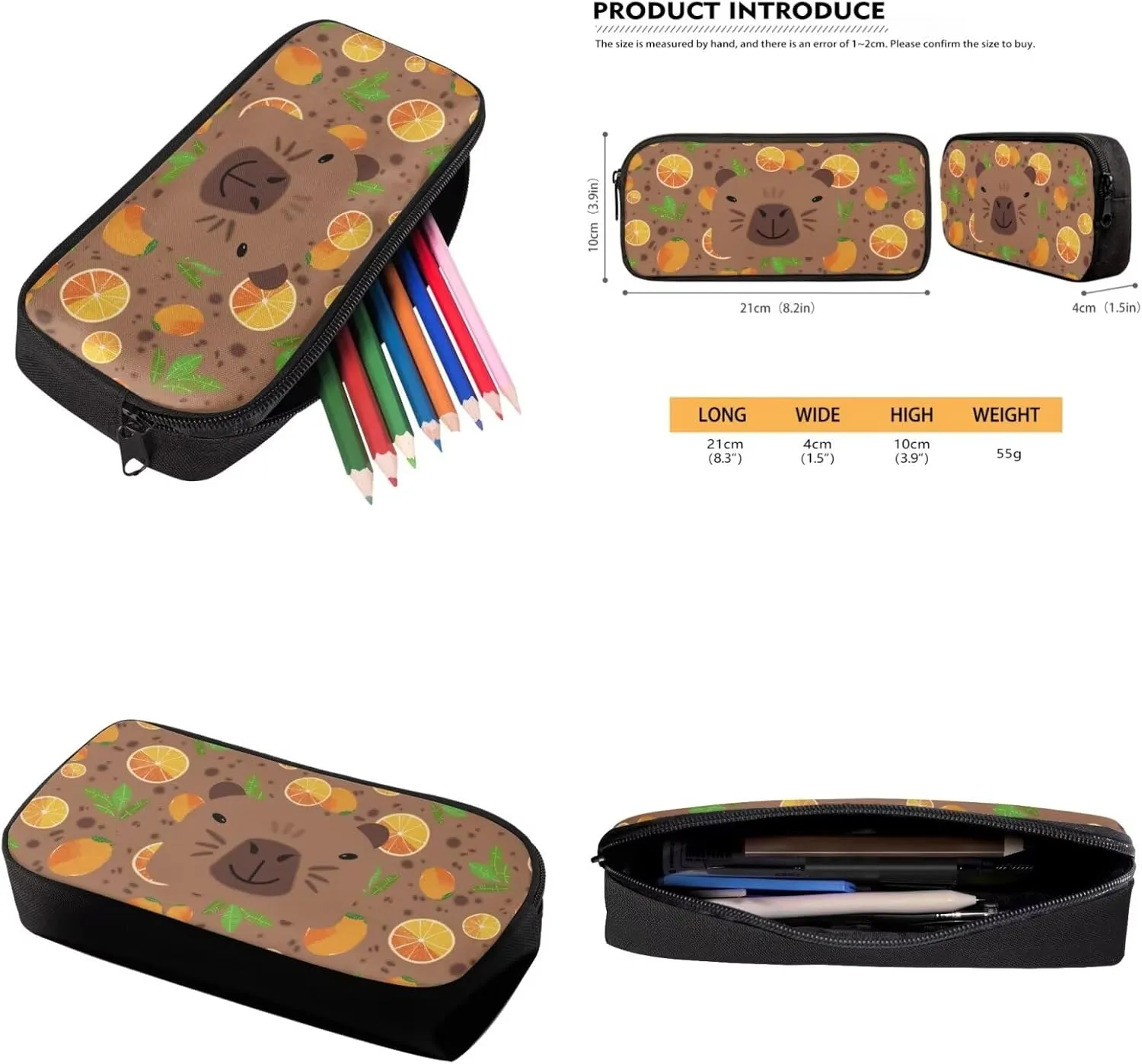 Capybara Backpack for Girls Preschool Lightweight Bookbag with Lunch Box and Pencil Case 3PCS School Back Pack Set for Little Boys Picnic Travel or Hiking Casual Daypack