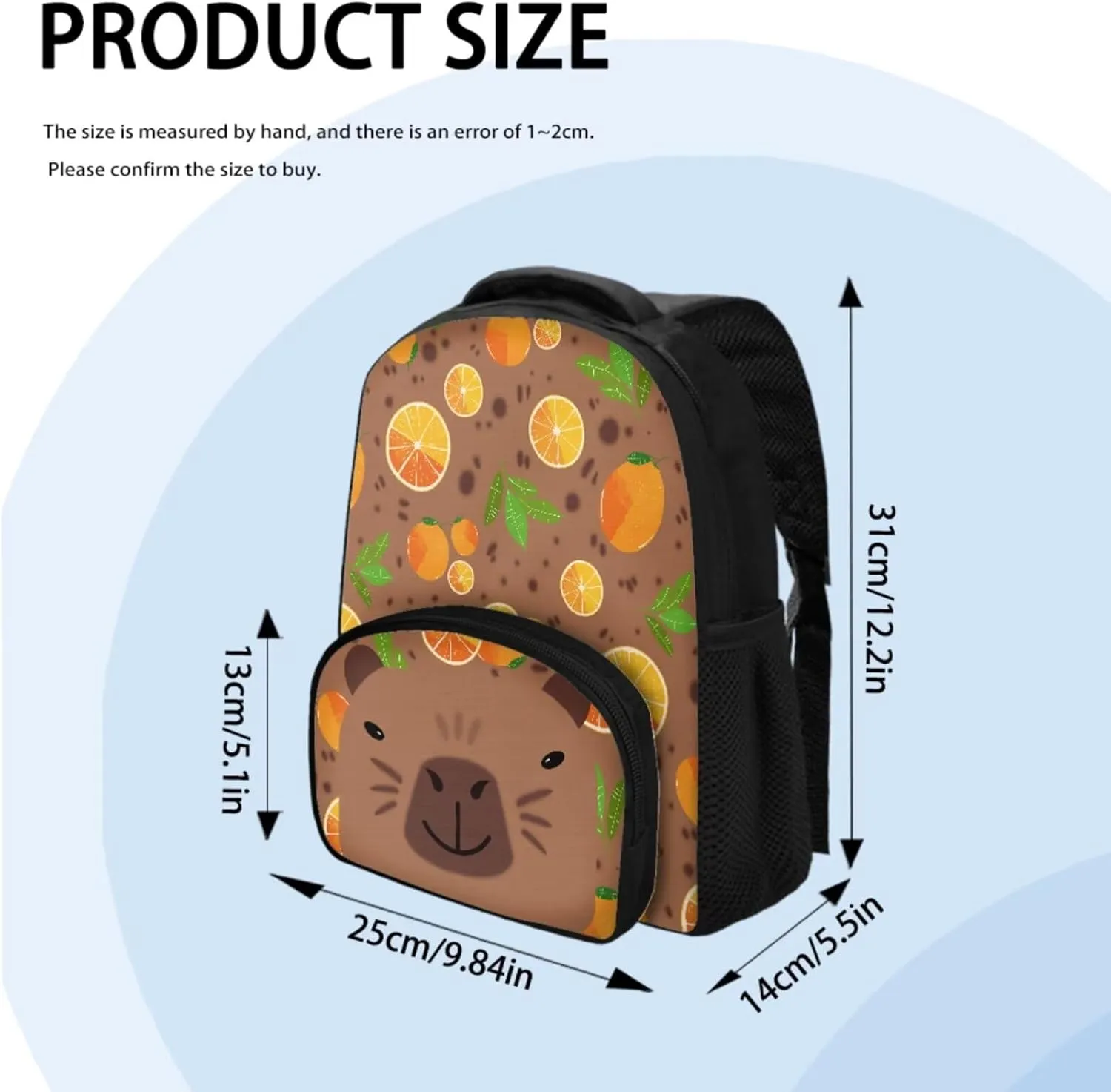 Capybara Backpack for Girls Preschool Lightweight Bookbag with Lunch Box and Pencil Case 3PCS School Back Pack Set for Little Boys Picnic Travel or Hiking Casual Daypack