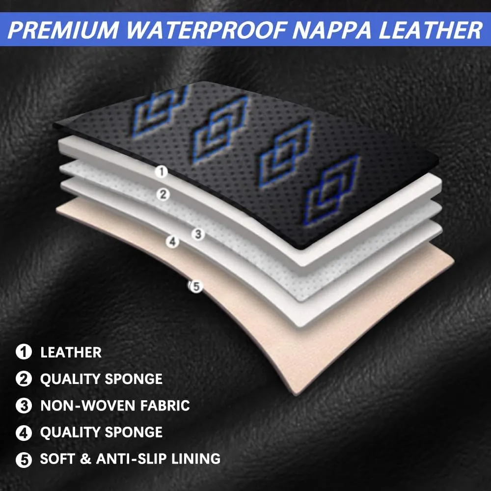Car Seat Covers for Mercedes-Benz AMG EQE 2023-2024 2025,Waterproof Leather Seat Covers 2-Seats Standard,Interior Accessories with Airbag,Automobile Seat Cover Sets for AMG EQE(Black Blue)