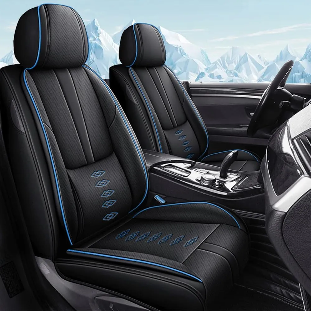 Car Seat Covers for Mercedes-Benz AMG EQE 2023-2024 2025,Waterproof Leather Seat Covers 2-Seats Standard,Interior Accessories with Airbag,Automobile Seat Cover Sets for AMG EQE(Black Blue)