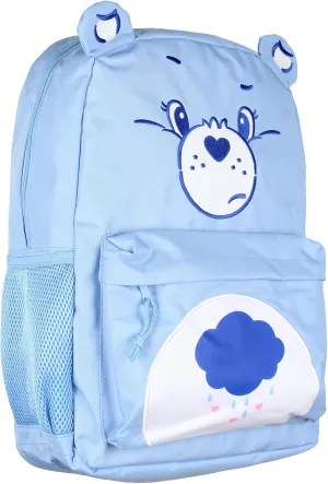 Care Bears Backpack Grumpy Bear Embroidered Face with Rain Cloud Belly Badge and 3D Ears Laptop School Travel Backpack