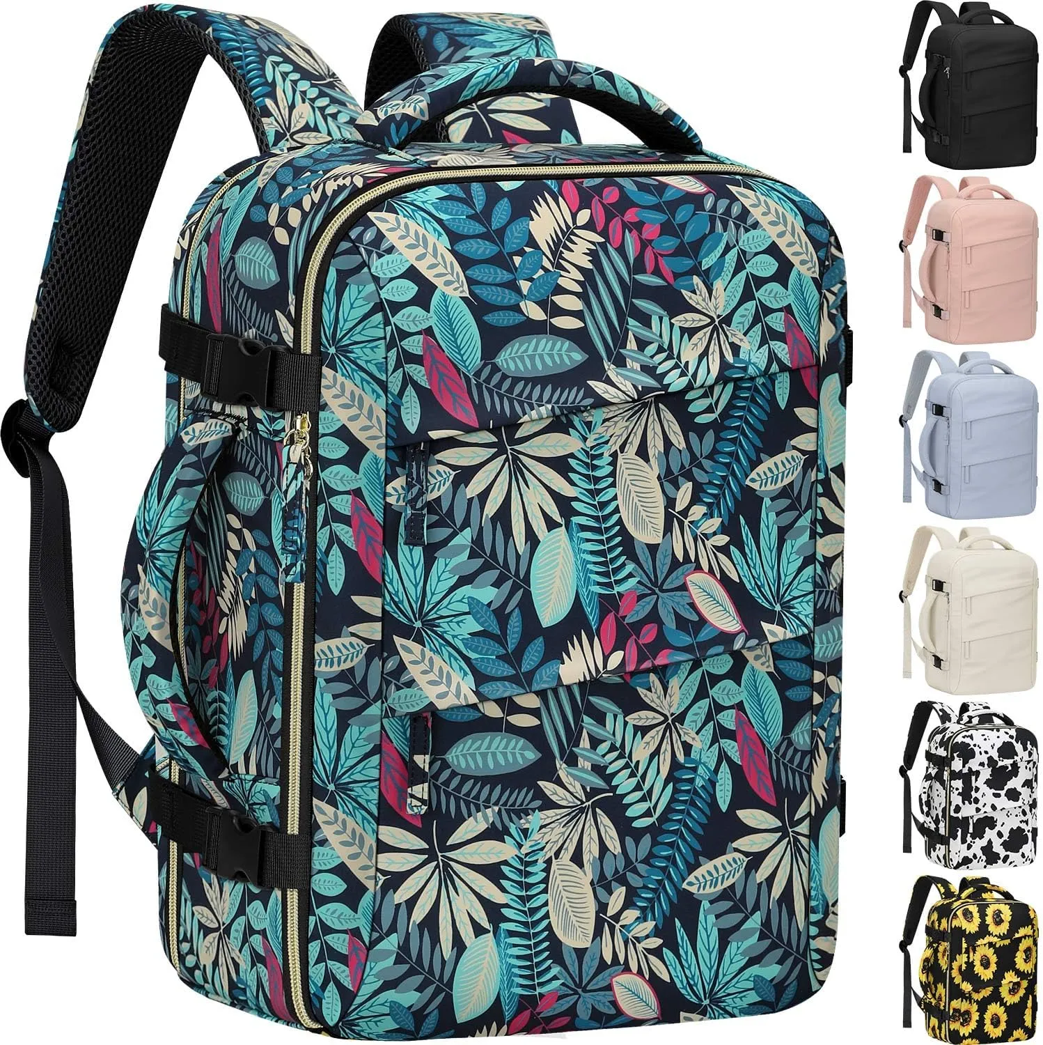 Carry on Backpack for Women TSA Approved 15.6 Inch Travel Laptop Backpack for Women Travel Essentials Foldable Womens Travel Backpack Colorful Leaves