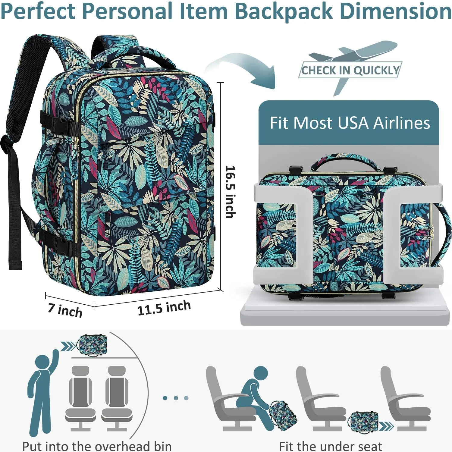 Carry on Backpack for Women TSA Approved 15.6 Inch Travel Laptop Backpack for Women Travel Essentials Foldable Womens Travel Backpack Colorful Leaves