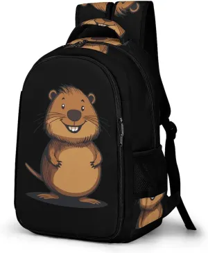 Cartoon Beaver Unisex Backpack Casual Daypacks Dual Compartment Shoulders Bag for Camping Hiking Travel Gear