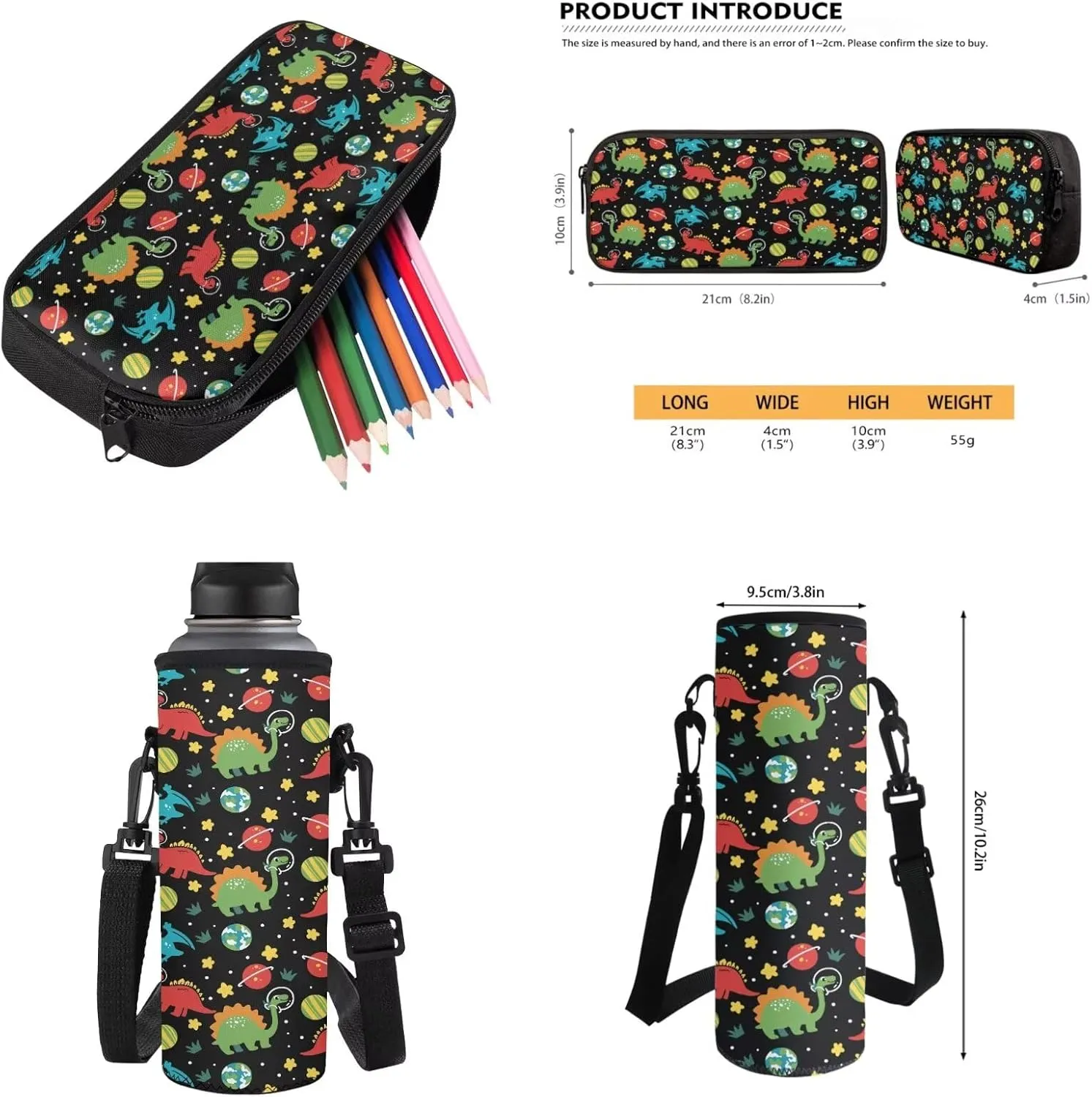 Cartoon Dinosaur Star Print Backpack Set of 4, Primary School Bookbag for Elementary Student Book Bag Schoolbag Casual Daypack Travel Rucksack 17 Inch Knapsack
