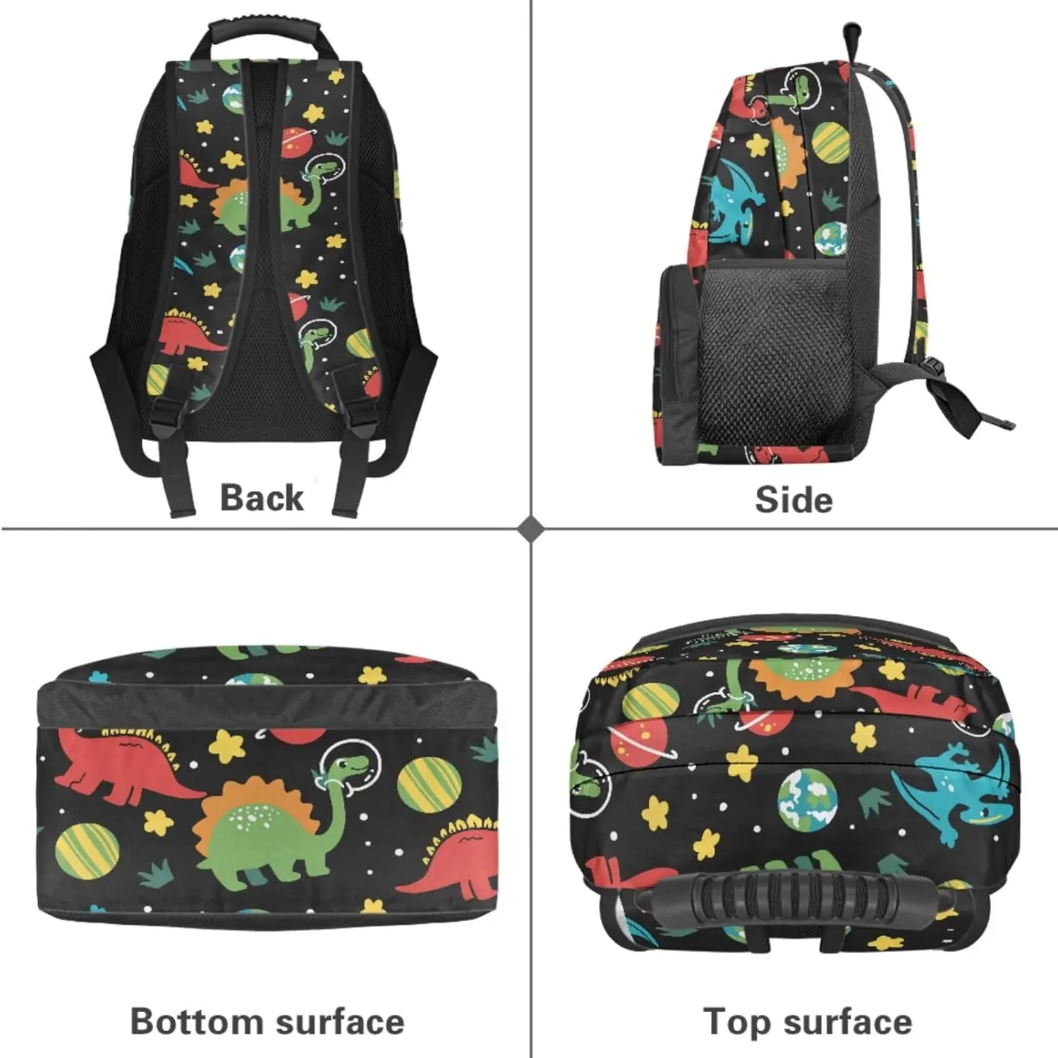 Cartoon Dinosaur Star Print Backpack Set of 4, Primary School Bookbag for Elementary Student Book Bag Schoolbag Casual Daypack Travel Rucksack 17 Inch Knapsack