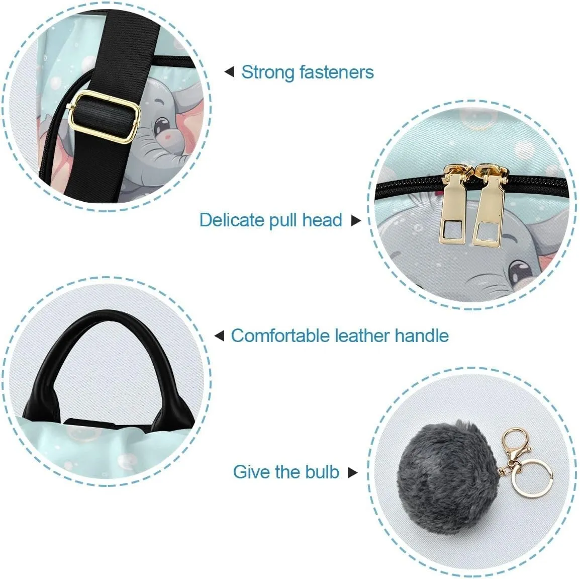 Cartoon Elephant Taking Bath Backpack Purse for Women Anti Theft Back Zipper Fashion Casual Travel Bag