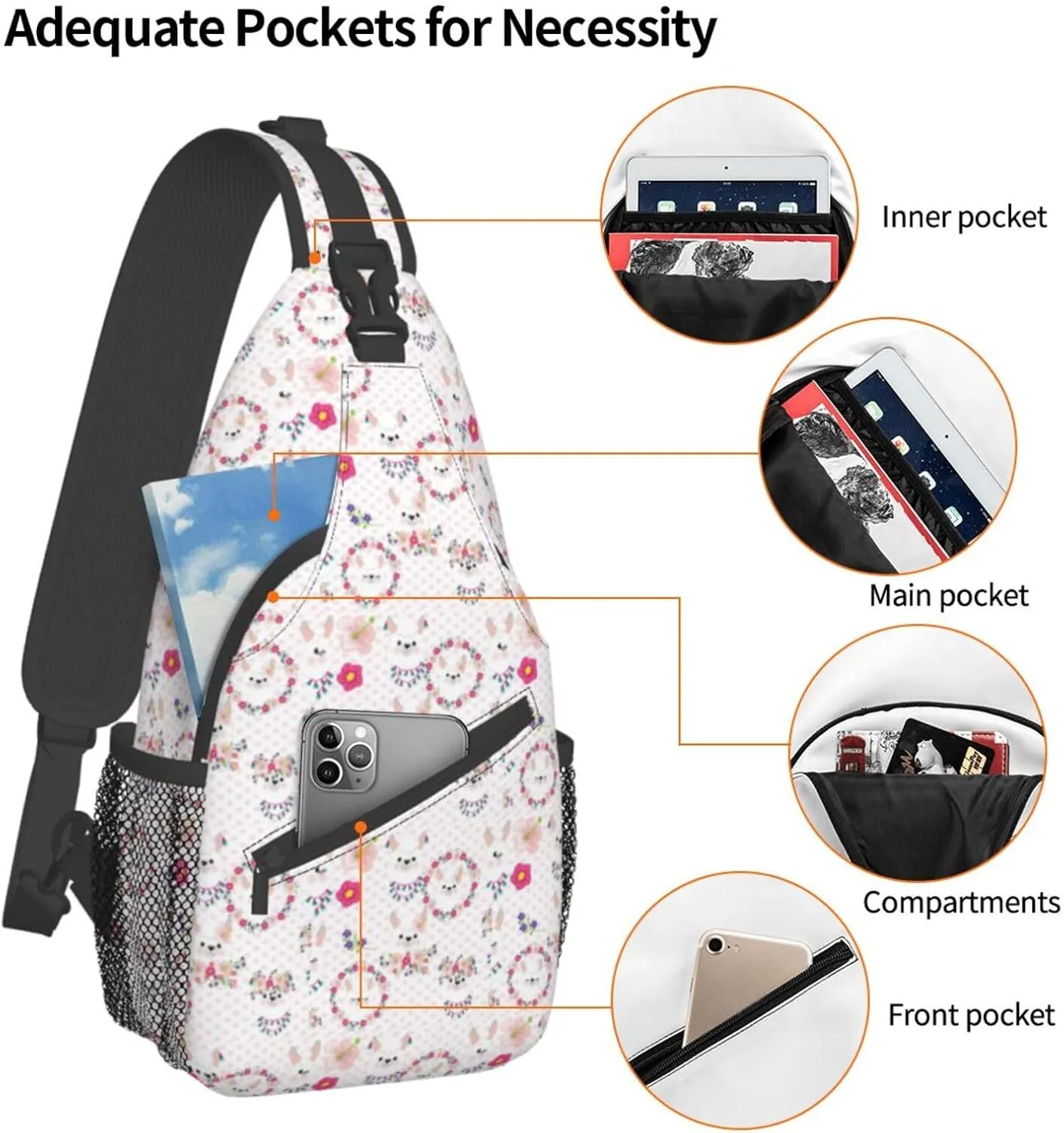 Cartoon Llama Alpaca Cross Chest Bag Diagonally Travel Backpack, Light Travel, Hiking Single Shoulder Bag