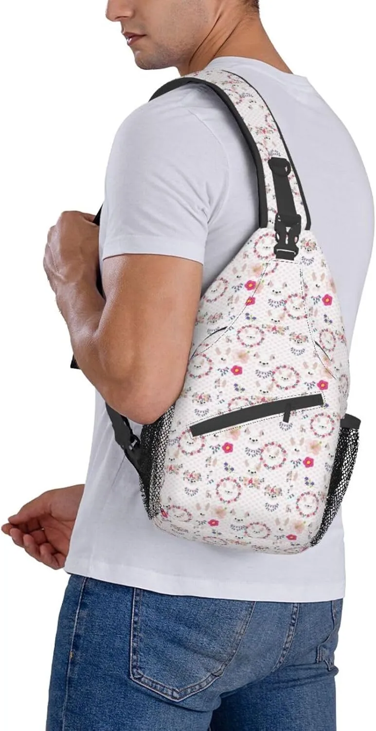 Cartoon Llama Alpaca Cross Chest Bag Diagonally Travel Backpack, Light Travel, Hiking Single Shoulder Bag