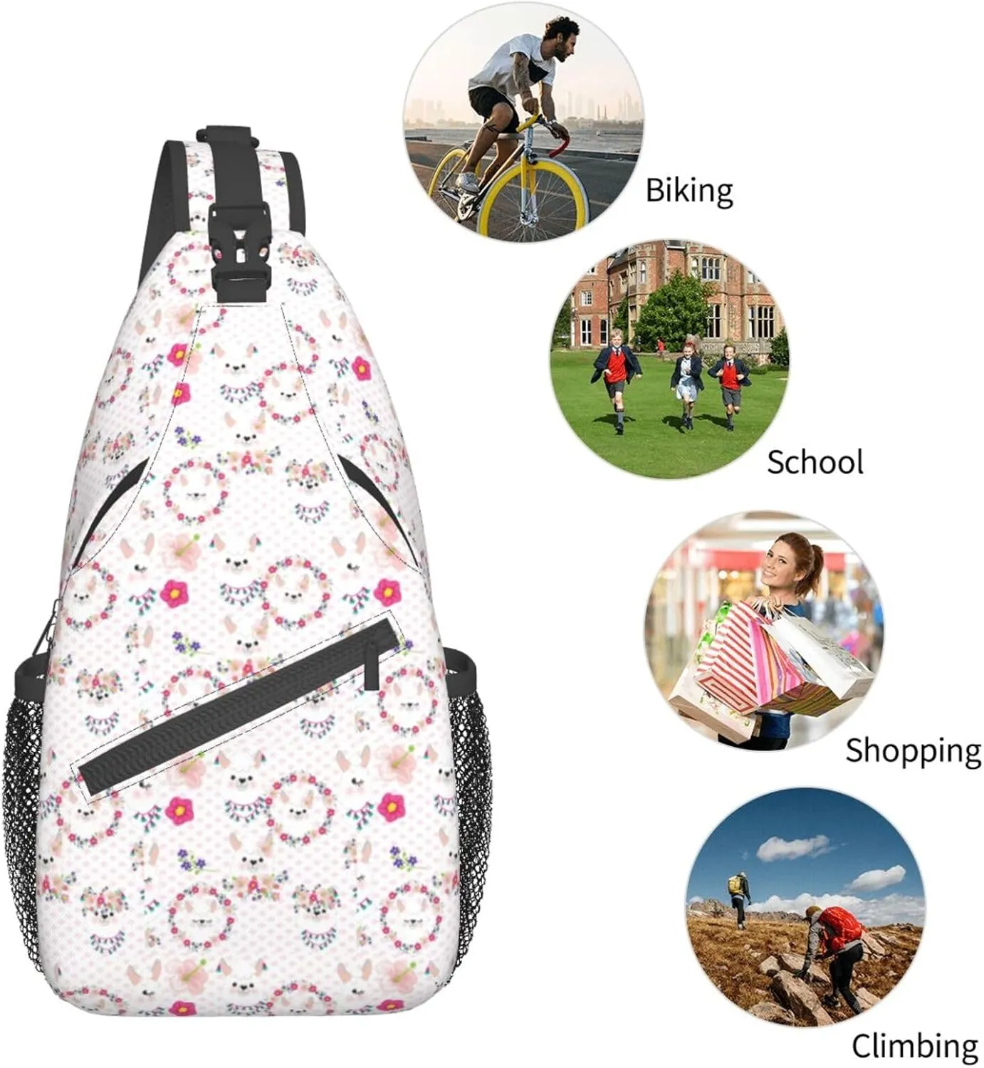 Cartoon Llama Alpaca Cross Chest Bag Diagonally Travel Backpack, Light Travel, Hiking Single Shoulder Bag