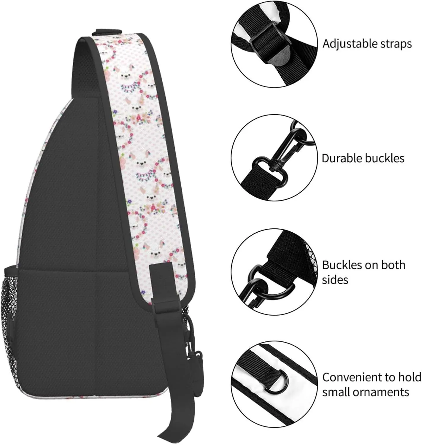 Cartoon Llama Alpaca Cross Chest Bag Diagonally Travel Backpack, Light Travel, Hiking Single Shoulder Bag
