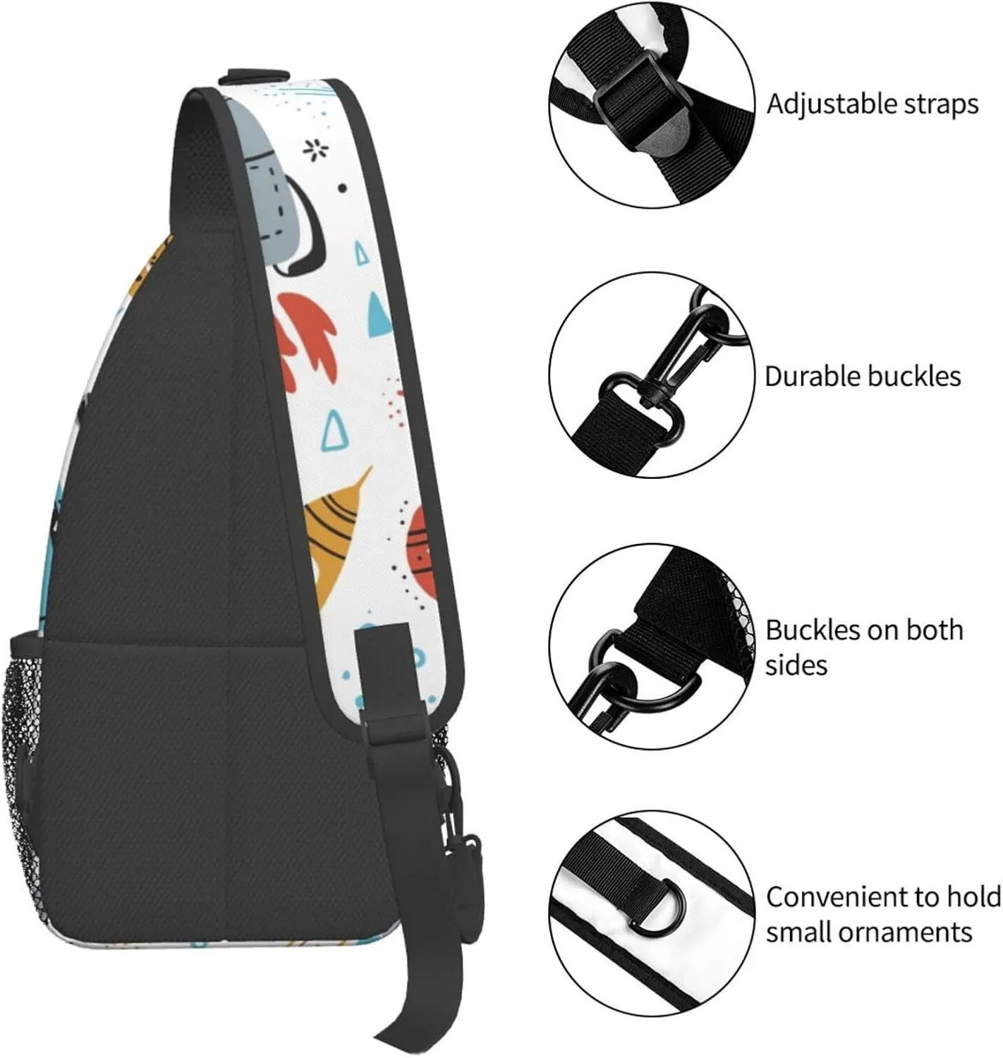 Cartoon Rockets Cross Chest Bag Diagonally Travel Backpack, Light Travel, Hiking Single Shoulder Bag
