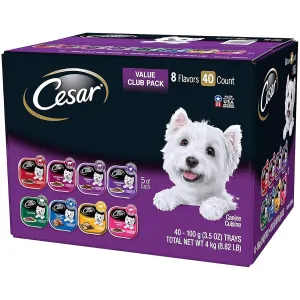 Cesar Canine Cuisine Wet Dog Food, 8 Flavor Variety Pack Classic Loaf in Sauce (3.5 Ounce ., 40 ct.), 140 Ounce