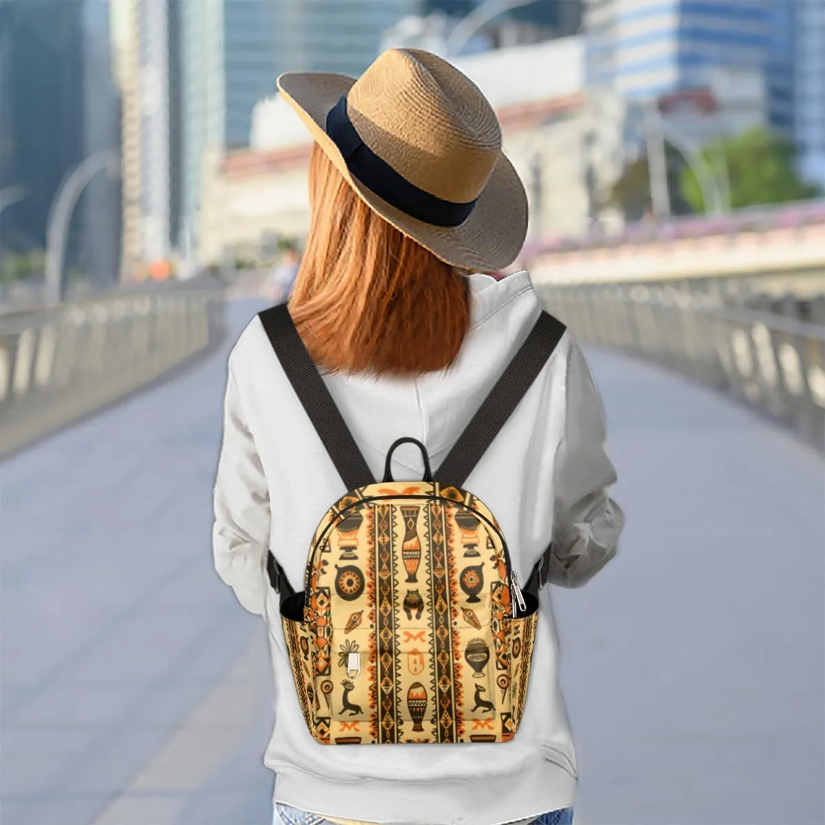 cfpolar Mini Backpack Purse for Women, Ancient Tribe Ethnic Pattern Small Backpack Multi Functional Casual Daypack Soft Shoulder Bag Handbags for Ladies Travel Work