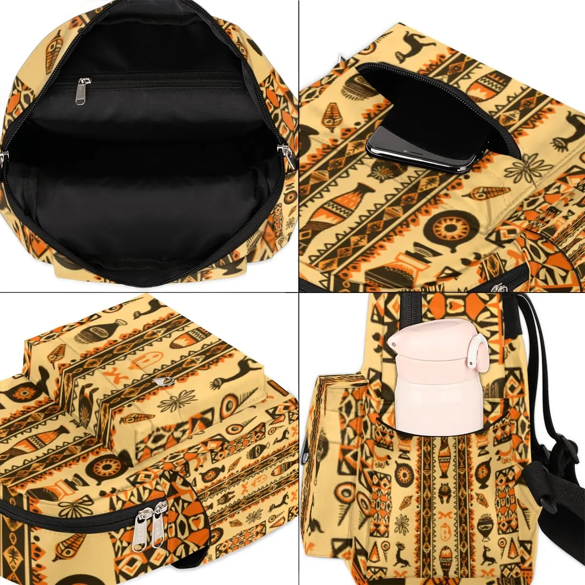 cfpolar Mini Backpack Purse for Women, Ancient Tribe Ethnic Pattern Small Backpack Multi Functional Casual Daypack Soft Shoulder Bag Handbags for Ladies Travel Work