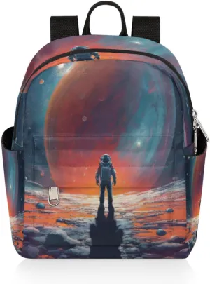 cfpolar Mini Backpack Purse for Women, Space Astronaut Meteorite Small Backpack Multi Functional Casual Daypack Soft Shoulder Bag Handbags for Ladies Travel Work