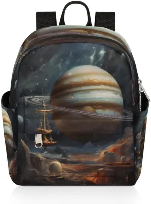 cfpolar Mini Backpack Purse for Women, Space Jupiter Planet Small Backpack Multi Functional Casual Daypack Soft Shoulder Bag Handbags for Ladies Travel Work