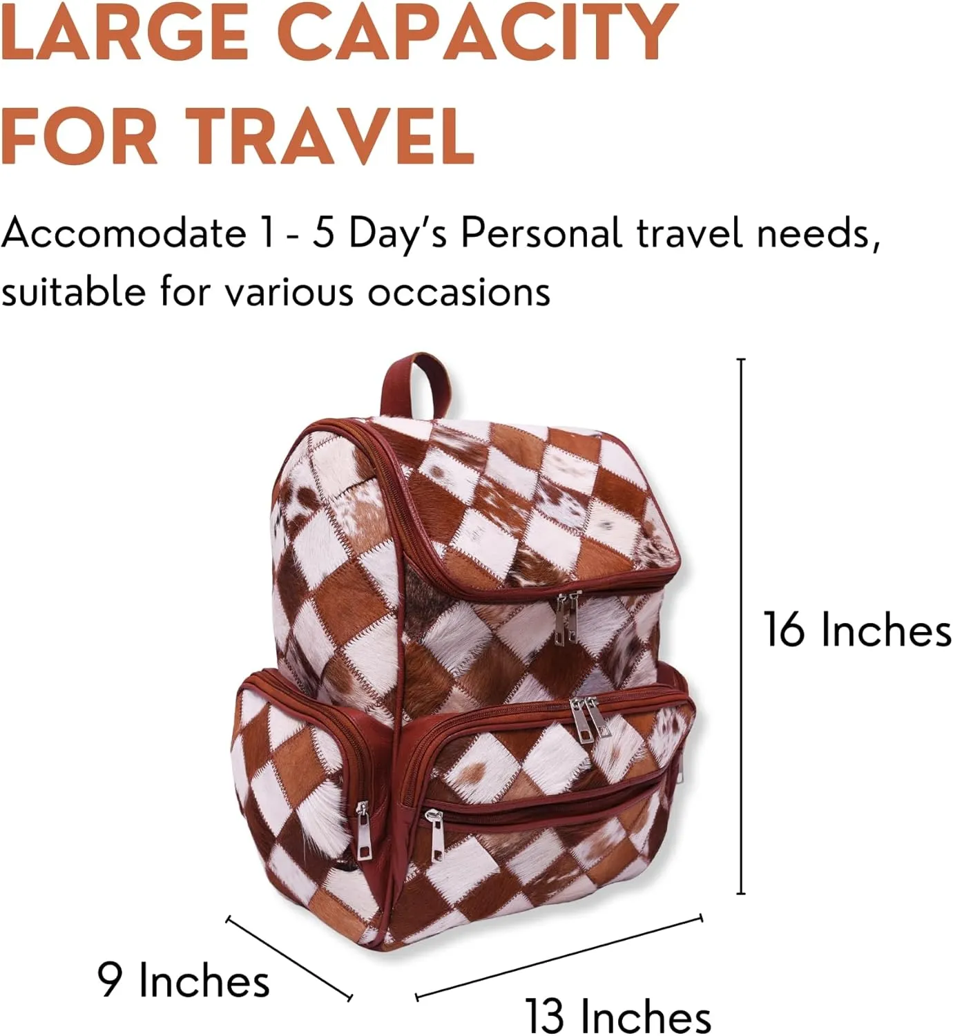 CHAYELL Cowhide Ideal Leather Bag with Laptop Compartment – Travel Bag, Western Diaper Bag for Women