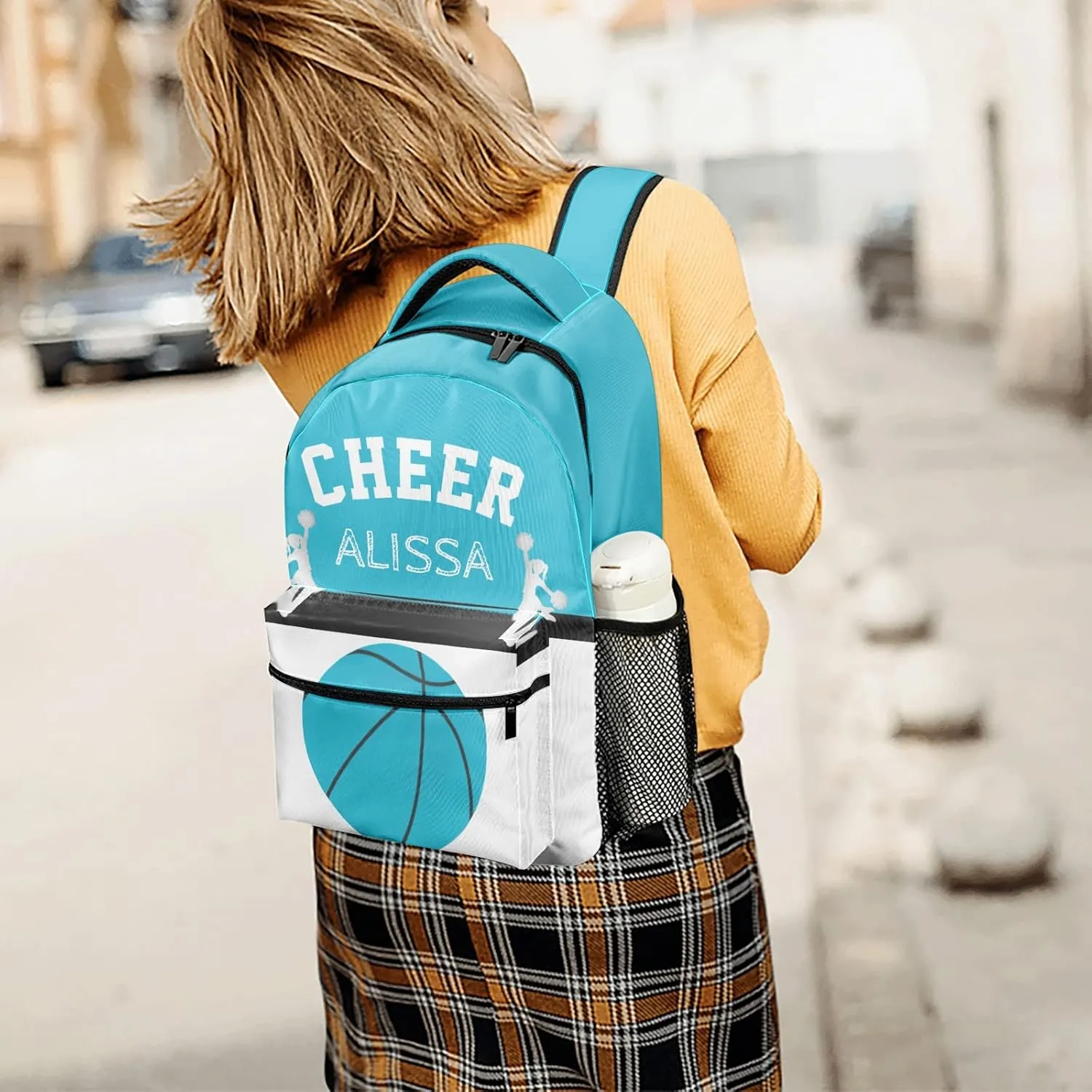 Cheerleaders Basketball Cheer Backpack Personalized Name Laptop Travel Hiking Camping Daypack