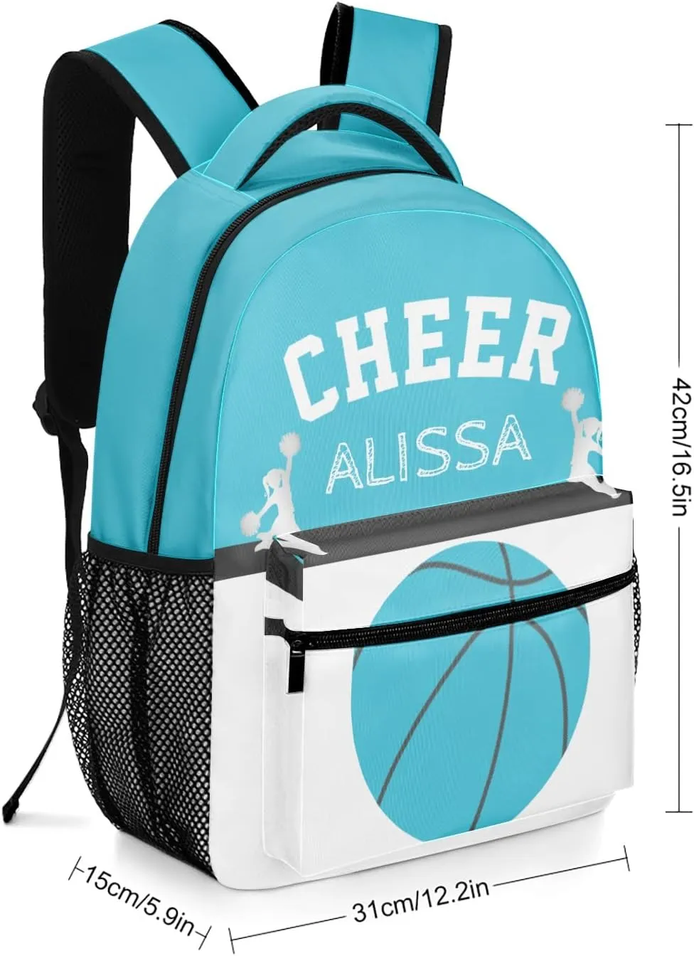 Cheerleaders Basketball Cheer Backpack Personalized Name Laptop Travel Hiking Camping Daypack