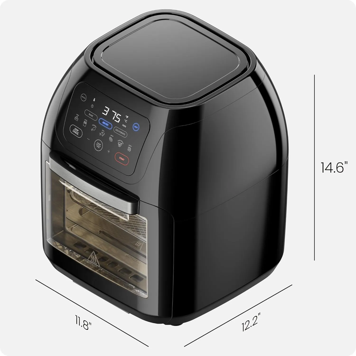 CHEFMAN Multifunctional Digital Air Fryer  Rotisserie, Dehydrator, Convection Oven, 17 Touch Screen Presets Fry, Roast, Dehydrate, Bake, XL 10L Family Size, Auto Shutoff, Large Easy-View Window, Black
