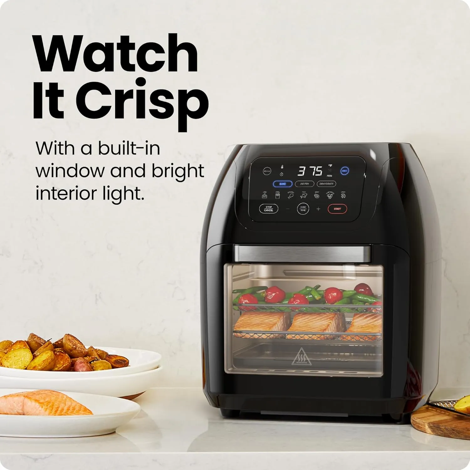 CHEFMAN Multifunctional Digital Air Fryer  Rotisserie, Dehydrator, Convection Oven, 17 Touch Screen Presets Fry, Roast, Dehydrate, Bake, XL 10L Family Size, Auto Shutoff, Large Easy-View Window, Black