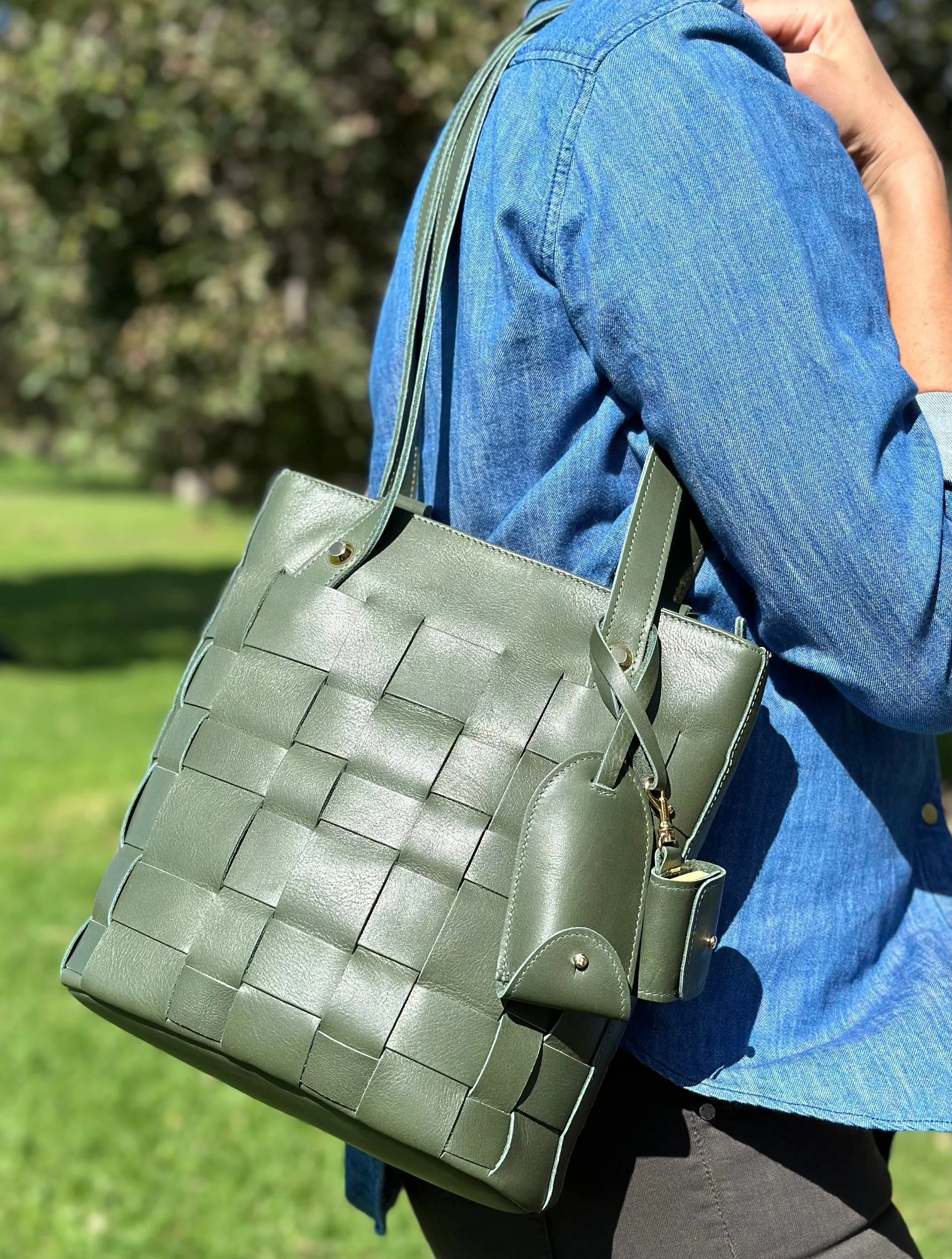 Chelsea Backpack Tote Bag - Moss Green