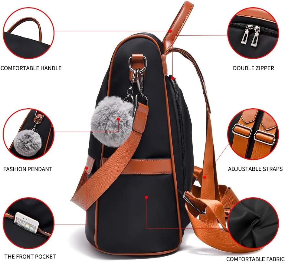 CHERUTY Women Backpack Purse Nylon Anti-theft Fashion Casual Lightweight Travel Shoulder Bag