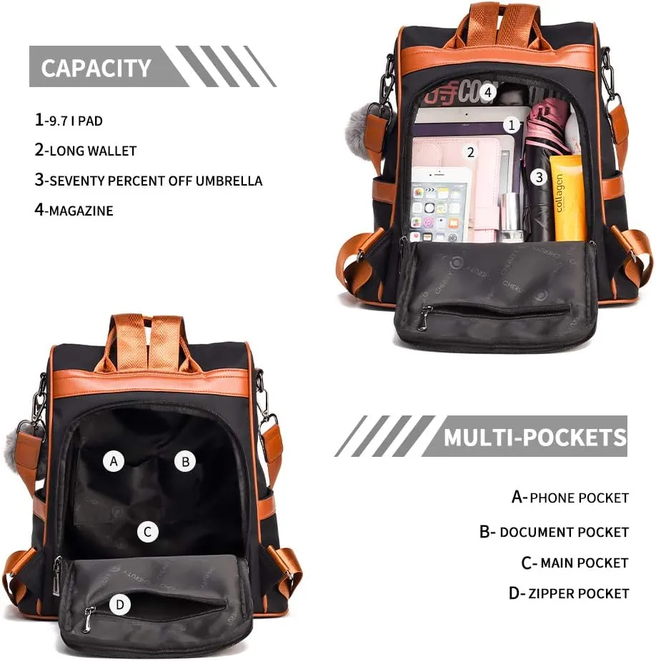 CHERUTY Women Backpack Purse Nylon Anti-theft Fashion Casual Lightweight Travel Shoulder Bag