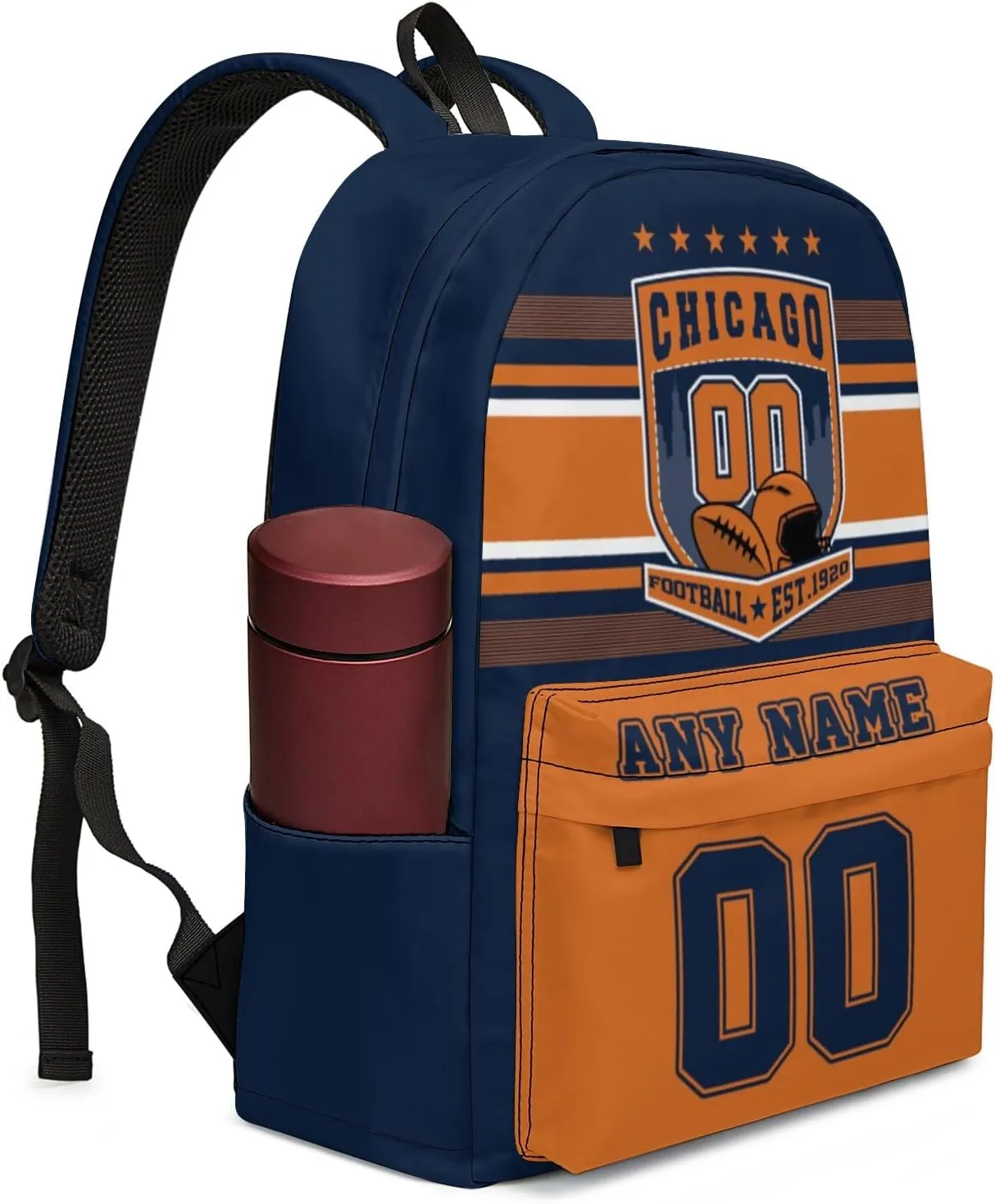 Chicago Backpack Custom Name Number 17Inch Large Capacity Shoulder Travel Bag Personalized Laptop Bag Fans Gift for Boy Girl Men Women