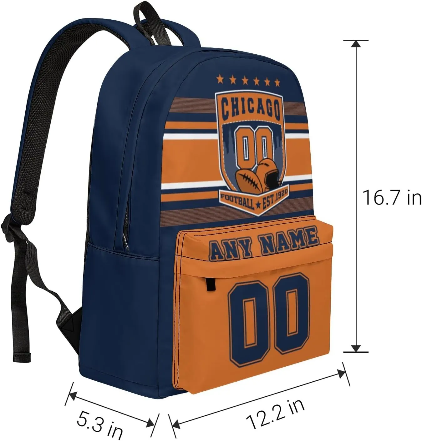 Chicago Backpack Custom Name Number 17Inch Large Capacity Shoulder Travel Bag Personalized Laptop Bag Fans Gift for Boy Girl Men Women