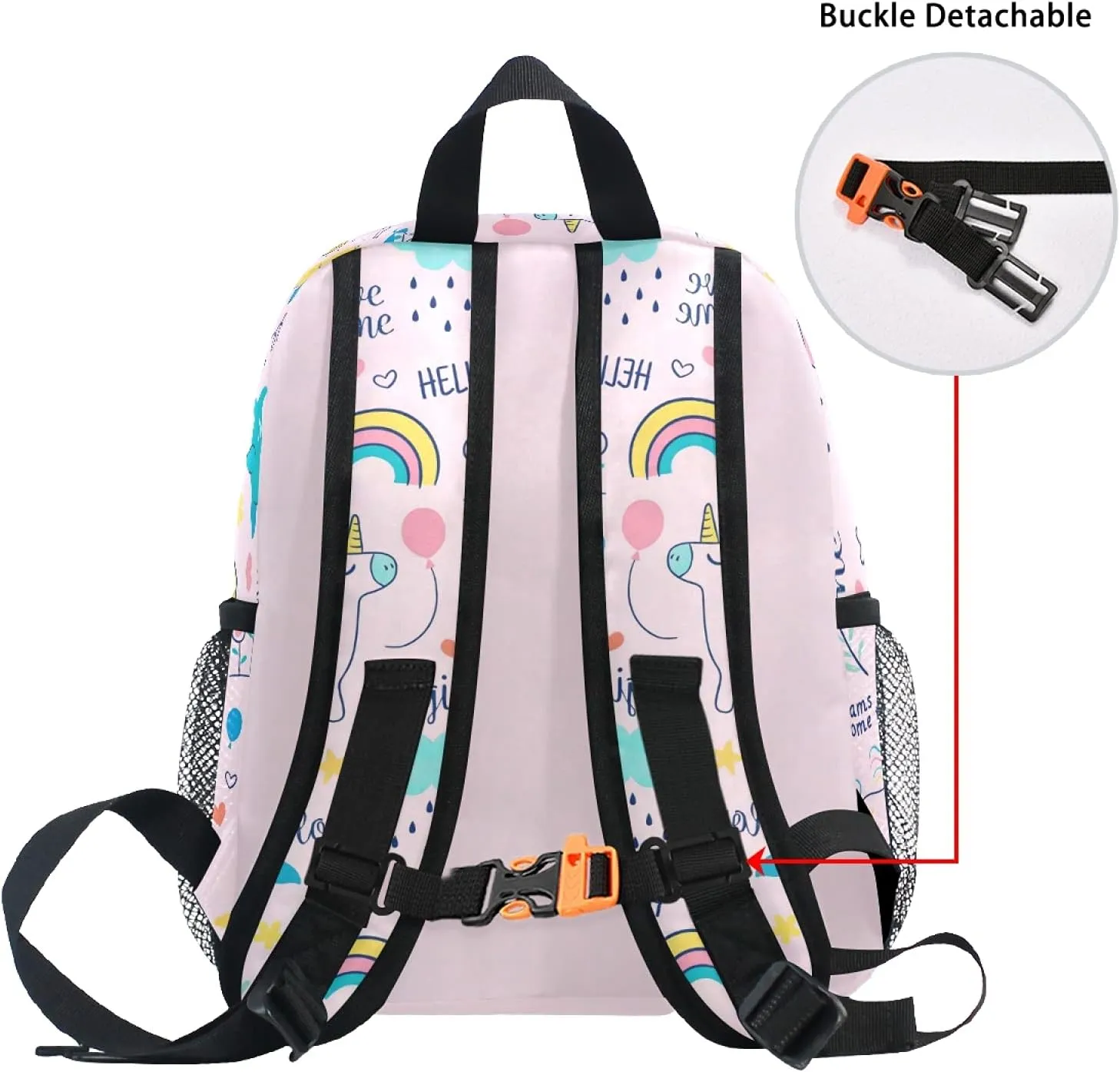 CHIFIGNO Customized Backpack with Name Cute Dinosaur and Unicorn Toddler Backpack for Girls Children Schoolbag Age 4-8 With Chest Clip Pink