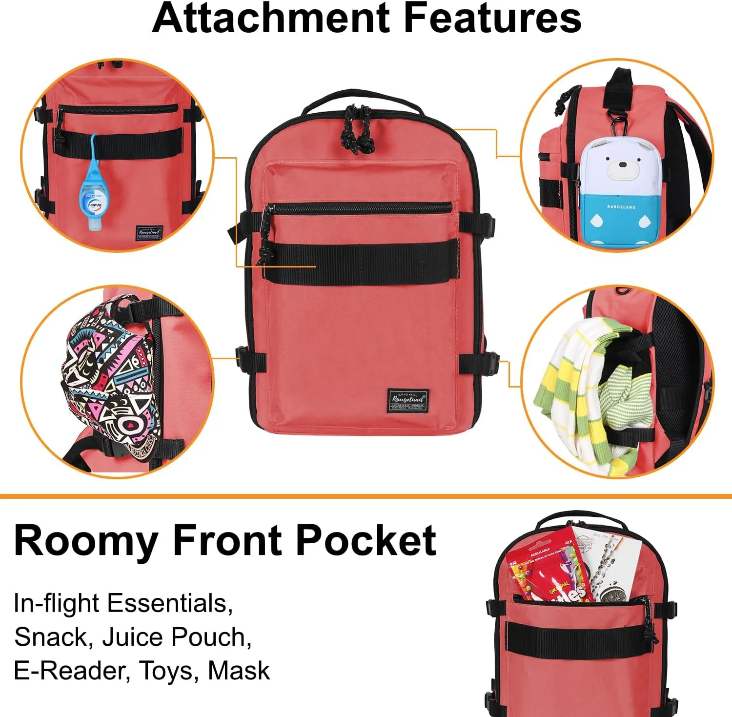 Child's Travel Backpack for Ages 3-6 | Lightweight Suitcase Style Carry-On | 10L Weekender with Tablet Sleeve & Chest Strap | Coral