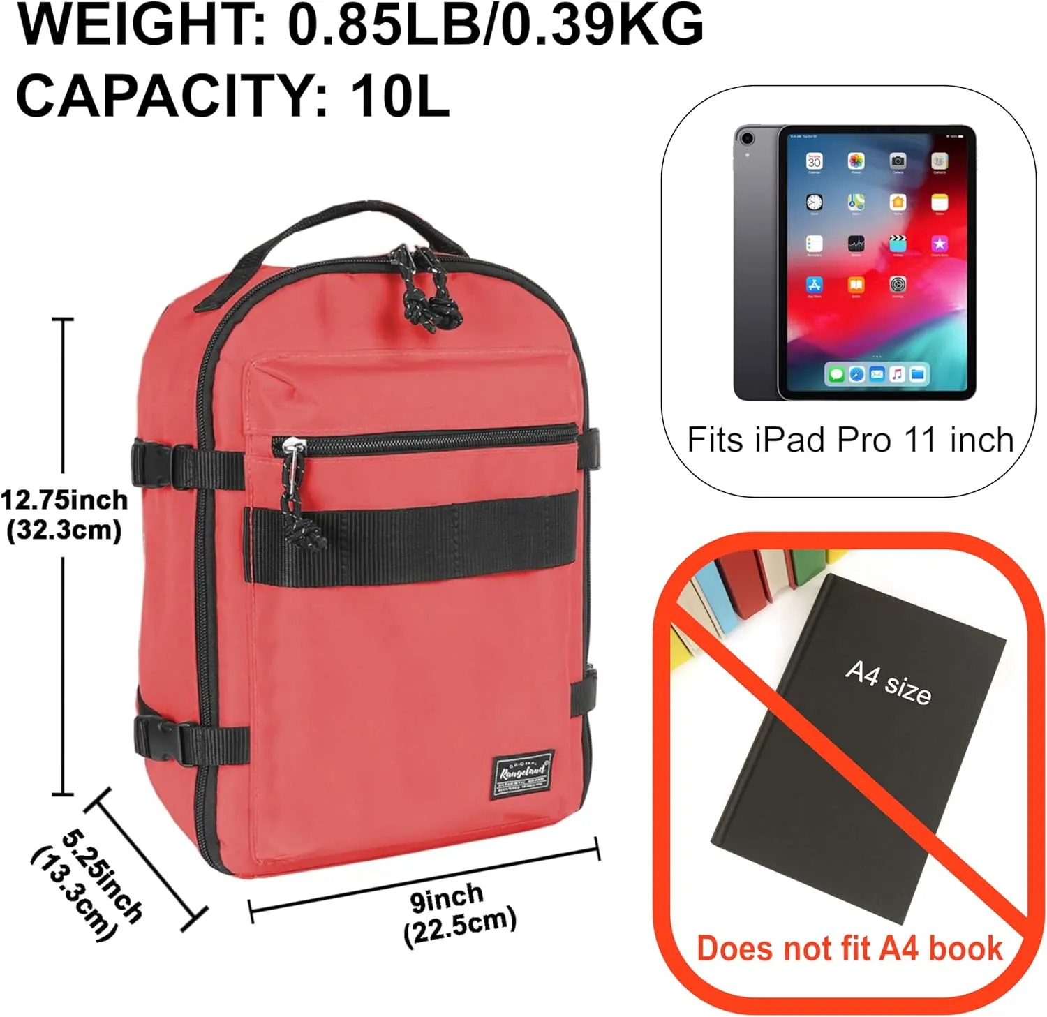 Child's Travel Backpack for Ages 3-6 | Lightweight Suitcase Style Carry-On | 10L Weekender with Tablet Sleeve & Chest Strap | Coral
