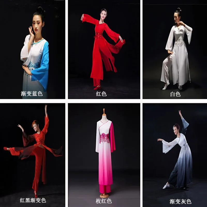 Chinese Folk Dance Costumes Classical Dance Costume, Female Practitioner Gongfu, Fairy Adult Modern Dance Costume Fan Dance