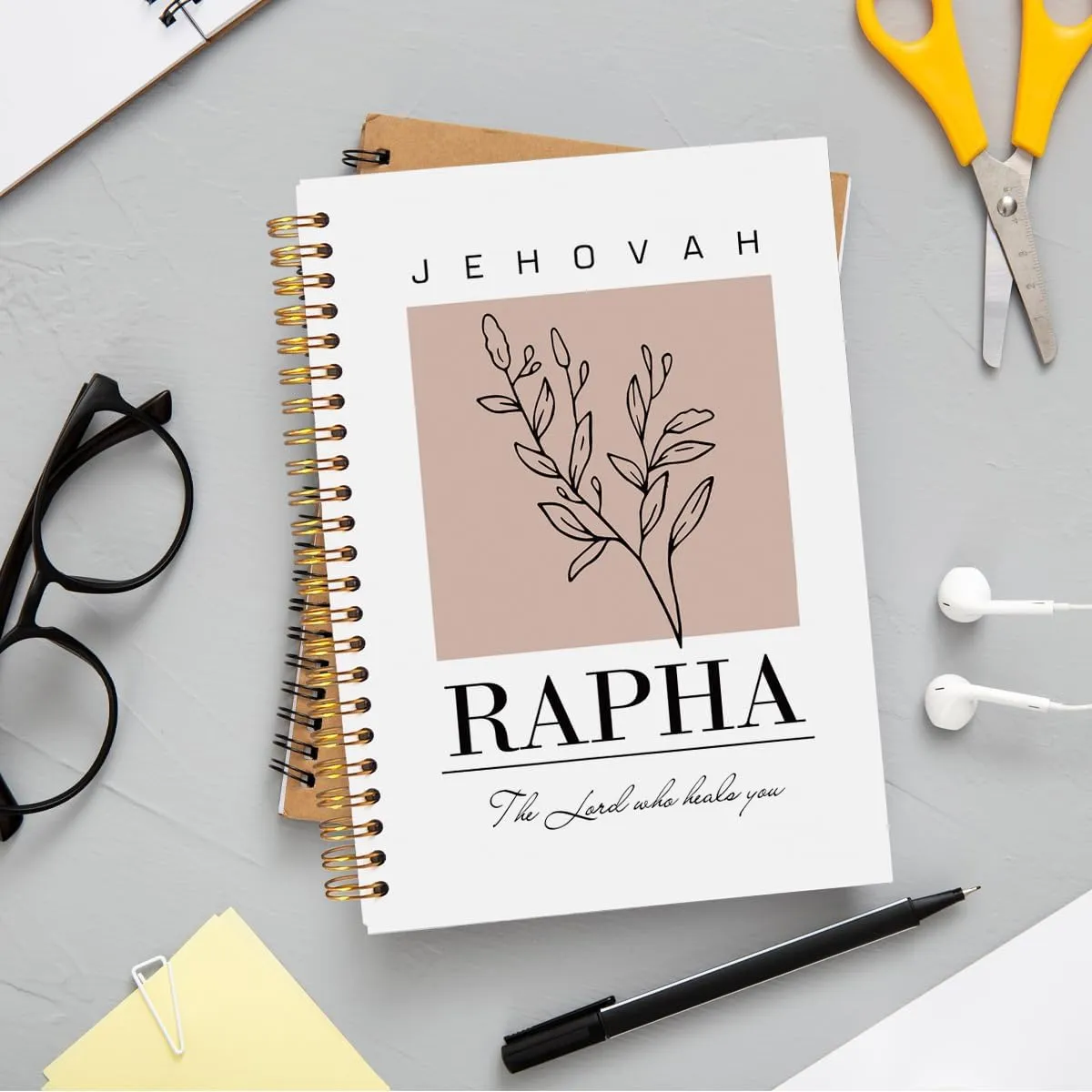 Christian Journals for Women, Jehovah Rapha Christian Bible Notebooks for Note Taking, Scripture Prayer Journal for Women, Bible Journaling Notebook, Boho Christian Spiral Notebook 5.5x8.3