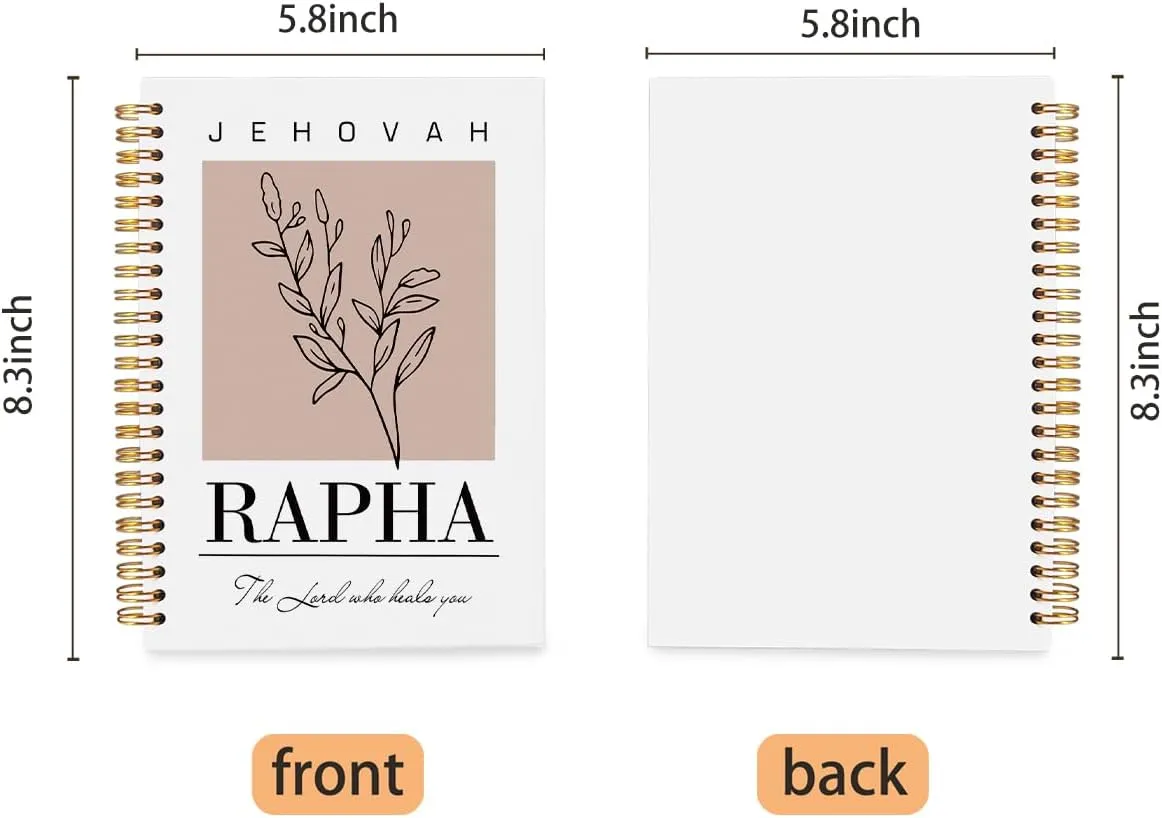 Christian Journals for Women, Jehovah Rapha Christian Bible Notebooks for Note Taking, Scripture Prayer Journal for Women, Bible Journaling Notebook, Boho Christian Spiral Notebook 5.5x8.3