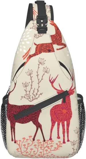 Christmas Elk Cross Chest Bag Diagonally Travel Backpack, Light Travel, Hiking Single Shoulder Bag