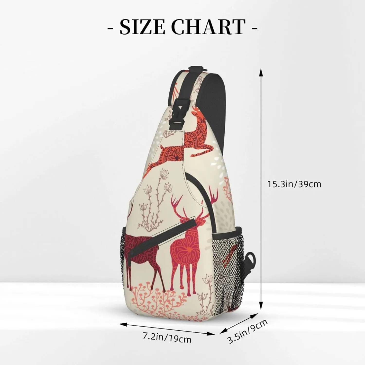 Christmas Elk Cross Chest Bag Diagonally Travel Backpack, Light Travel, Hiking Single Shoulder Bag