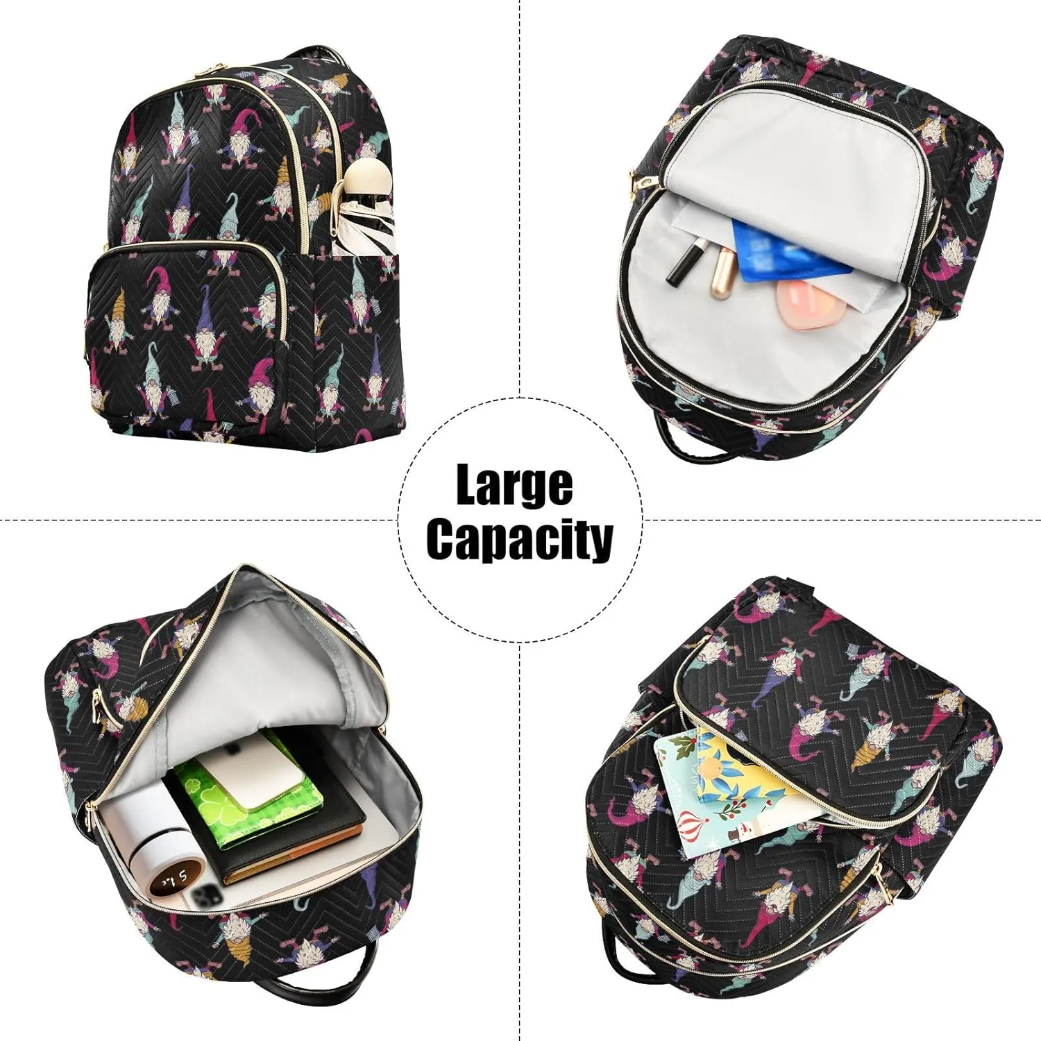 Christmas Gnome Mini Backpack for Women, Travel Backpack Purse Daypack Shoulder Bag for Ladies