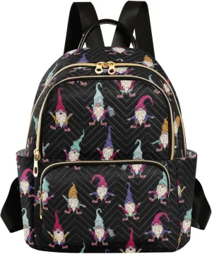 Christmas Gnome Mini Backpack for Women, Travel Backpack Purse Daypack Shoulder Bag for Ladies