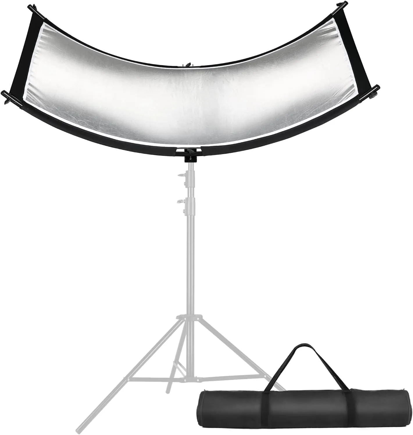 Clamshell Light Reflector Diffuser with Carrying Bag, 70"x24"/180x60cm Photography Arclight Curved Lighting Reflector for Photo Video Studio Outdoor Shooting, Black/White/Gold/Silver (70"x24")