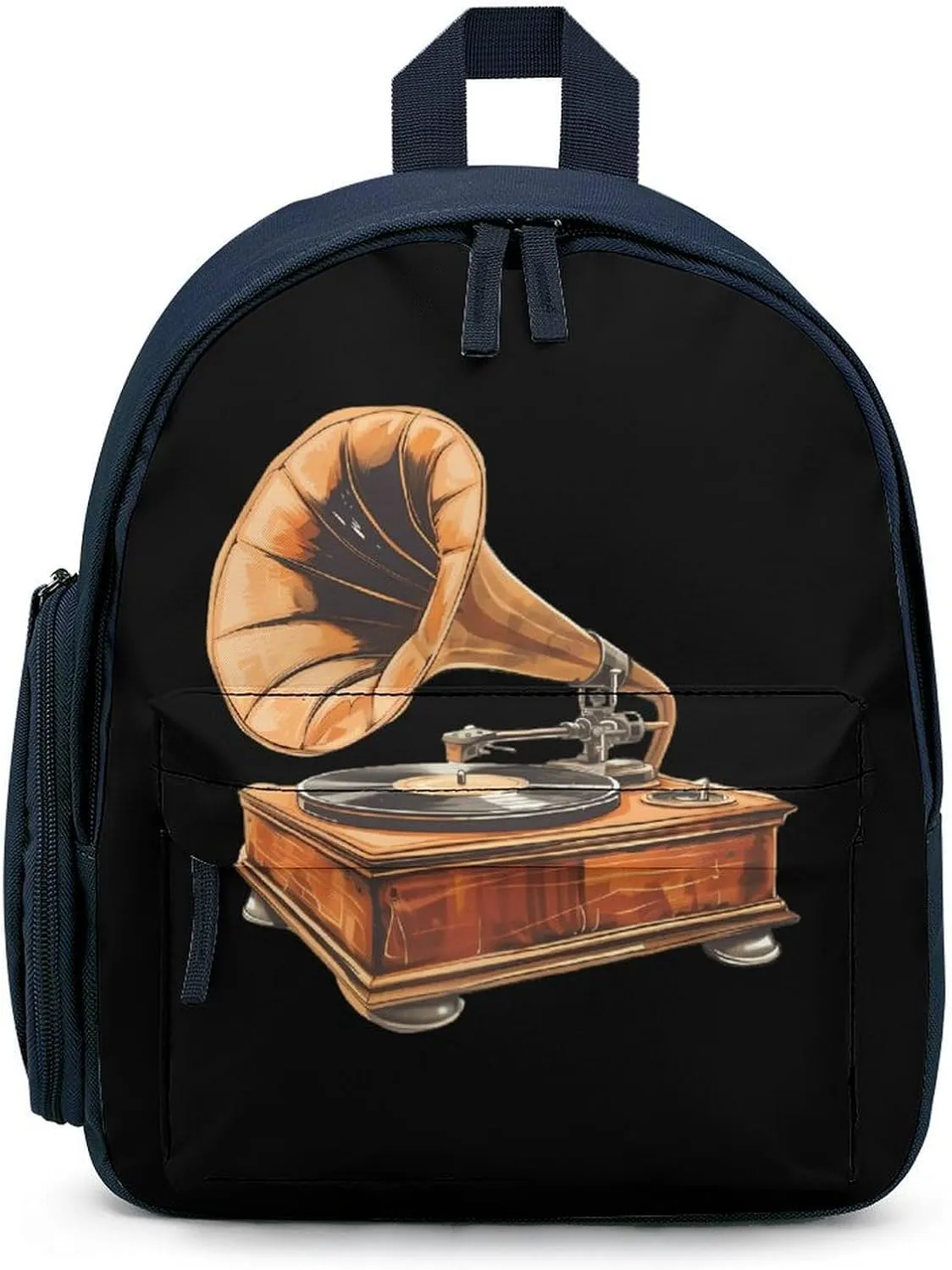 Classic Wood Record Player Funny Travel Backpack Lightweight Shoulder Bag Casual Daypack for Daily Business for Women Men