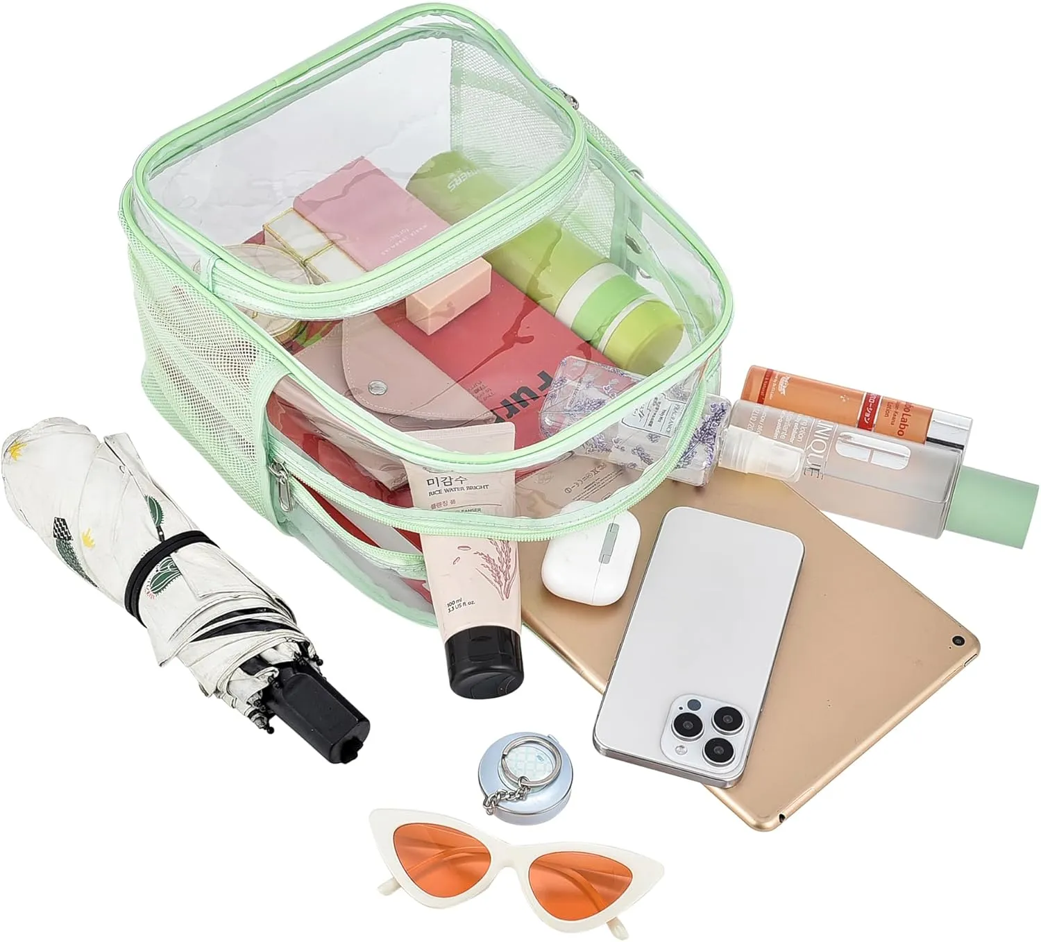 Clear Backpack for Stadium Events Clear Backpack 12x12x6 with Front Pocket for Concert Sport Fashion Women Backpack Events Work Travel(Avocado green)